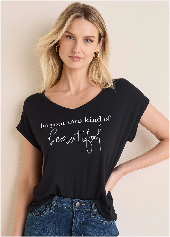 Timeless Apparel Beautiful Graphic Top - Black