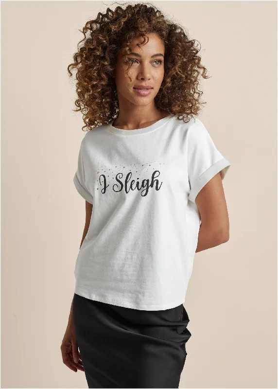 Stylish Polos I Sleigh Graphic Tee - White