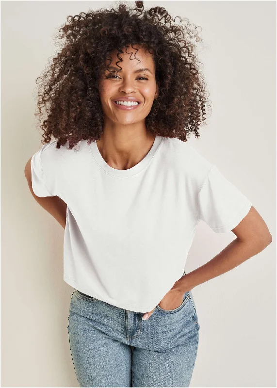 Sporty Looks Crew Neck Tee - Off White
