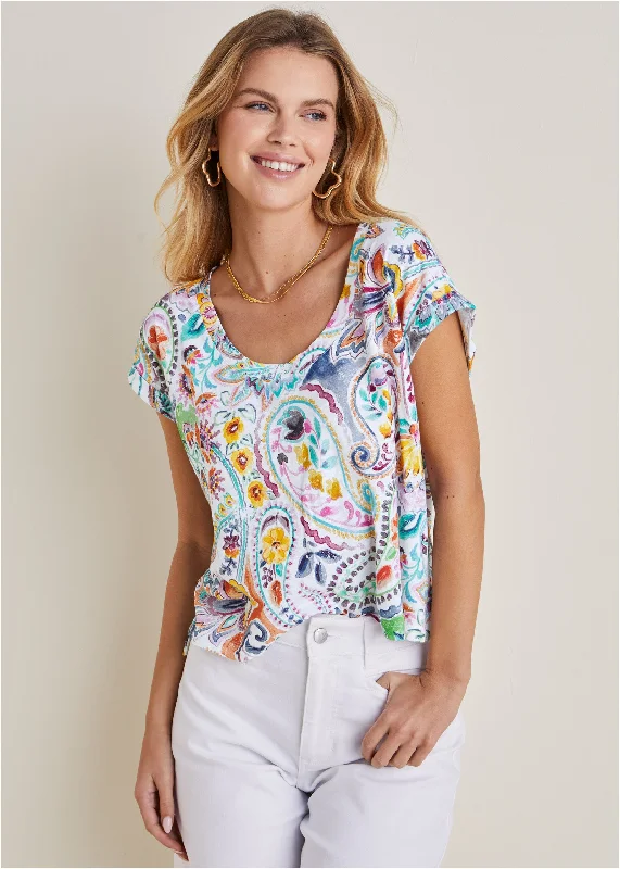 Soft Layers Scoop Neck Tee - Fiesta Floral