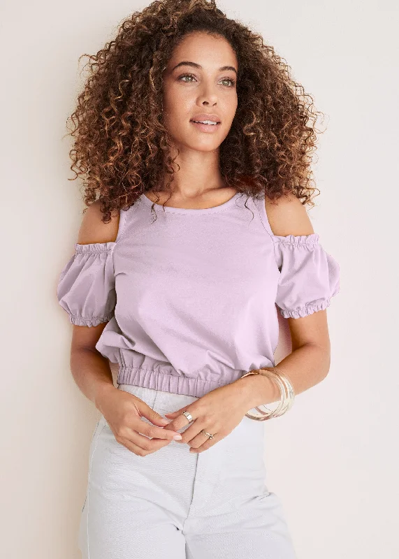 Easy Fit Cold Shoulder Top - Lilac