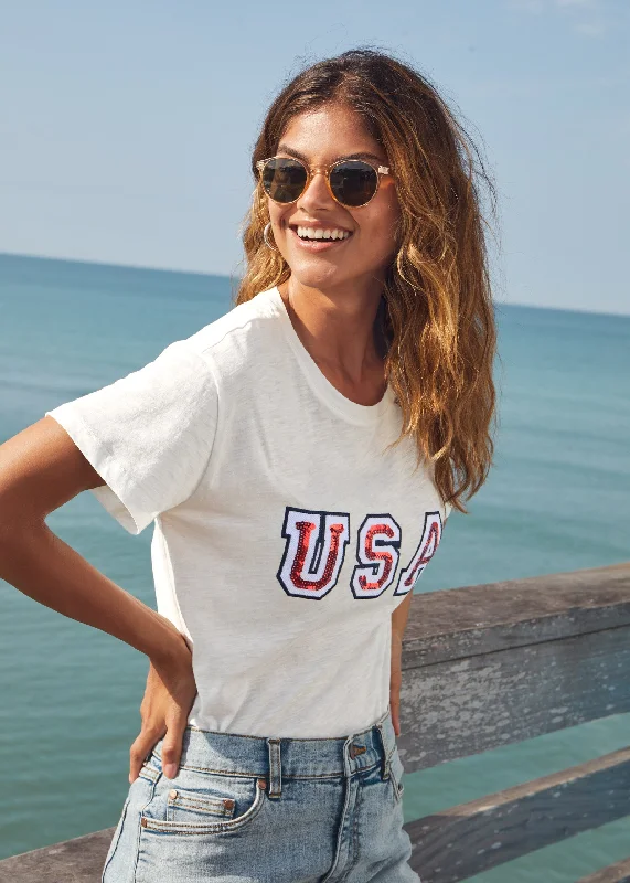 Active Comfort Collegiate Usa Graphic Tee - Off White