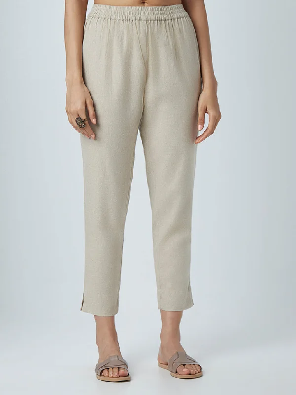 Simple Comfort Zuba Beige Cotton Blend Ethnic Pants
