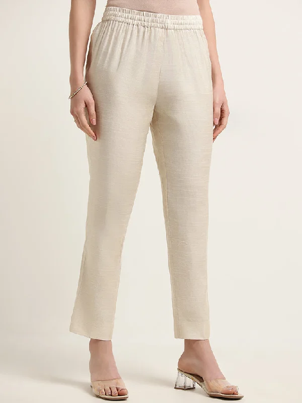 Outdoor Essentials Zuba Beige Mid Rise Straight Fit Pants