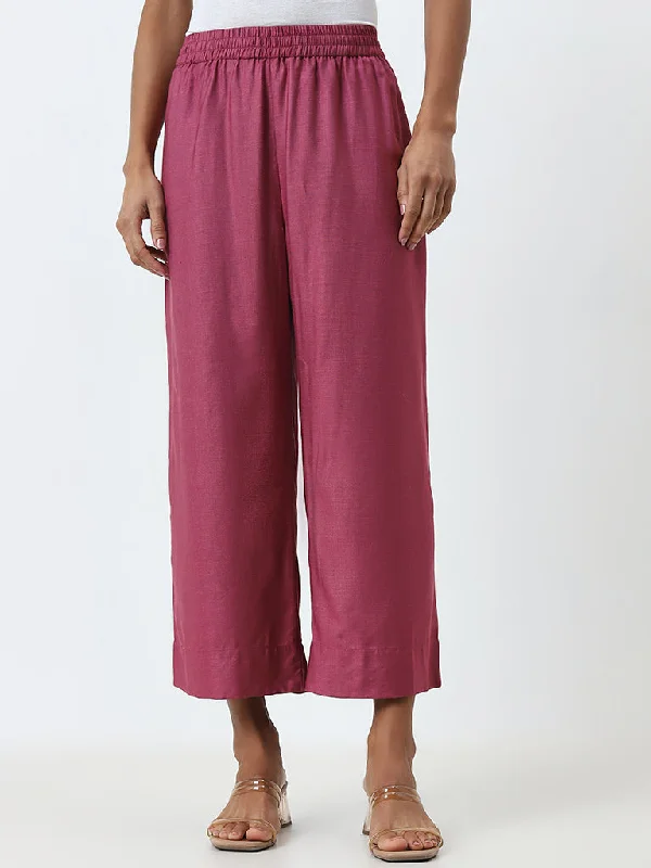 Smart Wear Zuba Dark Pink High-Rise Ethnic Pants