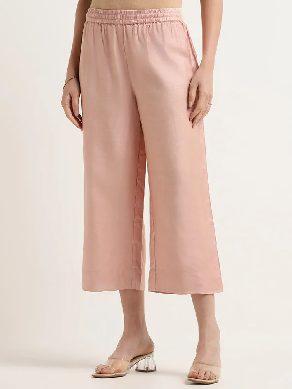 Comfortable Knitwear Zuba Peach Straight-Leg Pants