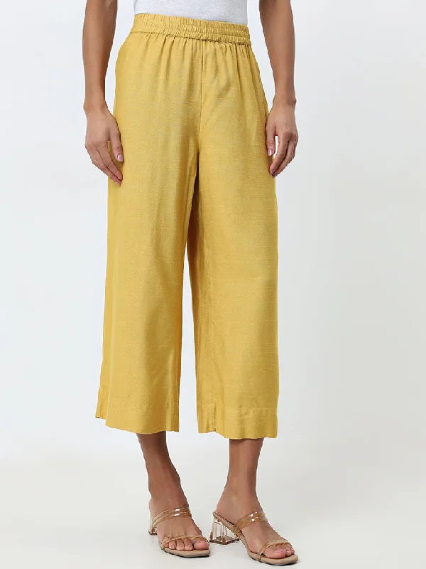 Relaxed Layers Zuba Yellow High-Rise Ethnic Pants