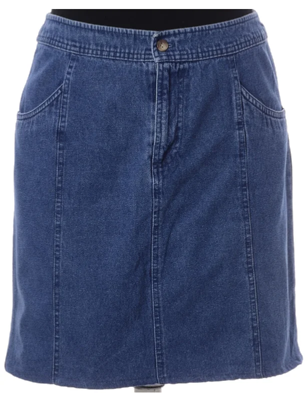 Label Short Denim Skirt