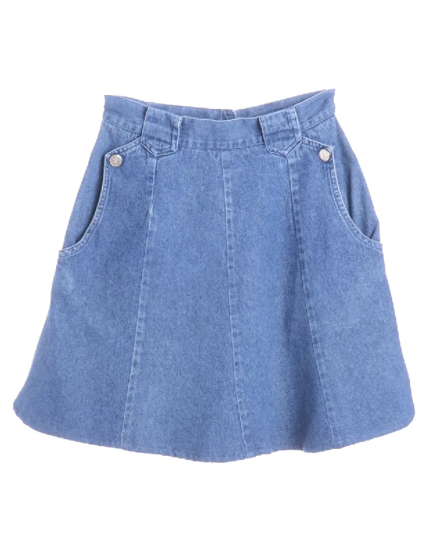 Label Short Denim Skirt