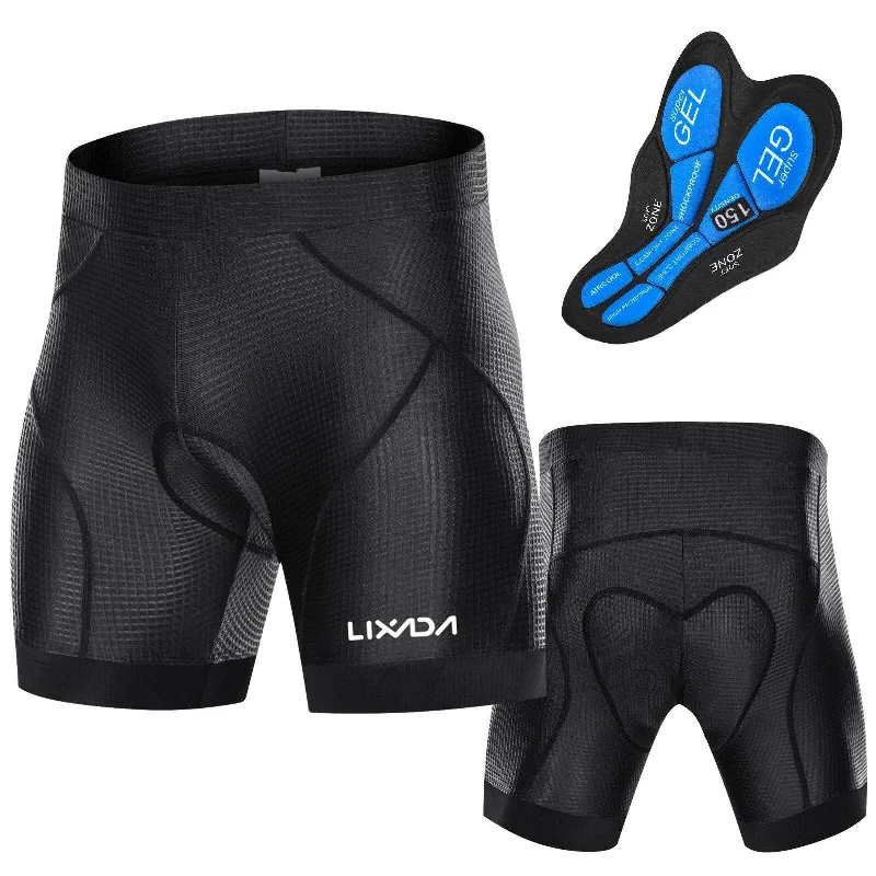 Lixada Men Bike Padded Shorts with Anti-Slip Leg Grips Cycling 3D Padded Underwear Bicycle Padding Riding Shorts Biking Underwear Shorts